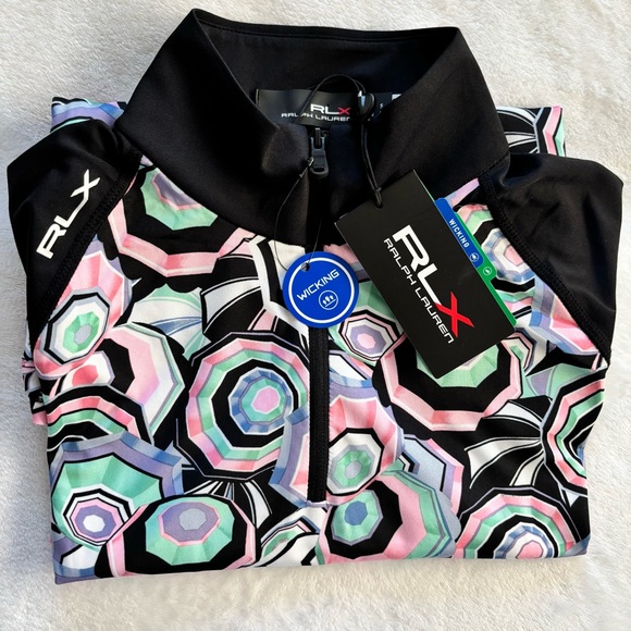 RLX Ralph Lauren Tops - RLX Ralph Lauren Long Sleeve Black Printed Golf/Tennis Polo Performance Shirt--S